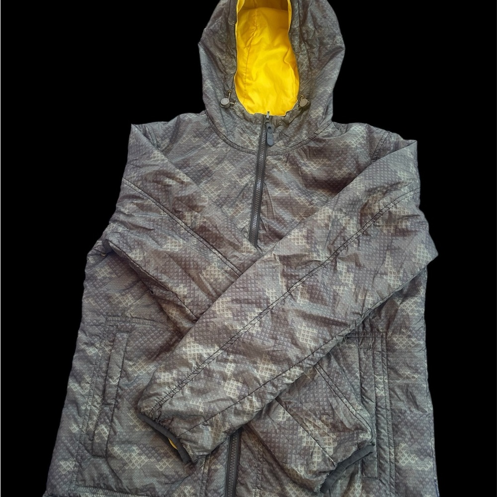 ARMANI JEANS Camo reversible shell HOODED AJ LOGO Jacket sz M used condition